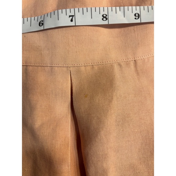 Brooks Brothers Peach Silk Linen Button Back Sleeveless Pleated Midi Dress 4 - Picture 5 of 8